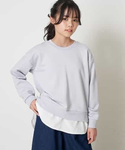 KJKDQ22029 a.v.v KIDS [140-150]レイヤード風異素材ドッキングトレーナー