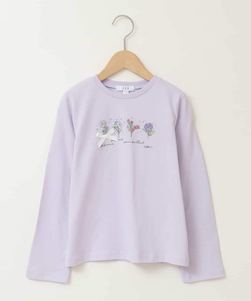 KJKEA20021 a.v.v KIDS(アー・ヴェ・ヴェ) [100-130]モチーフプリントロンT ラベンダー