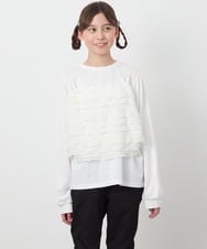 KJKEA31034 a.v.v KIDS(アー・ヴェ・ヴェ) [120-130]フリルキャミドッキングトップス アイボリー