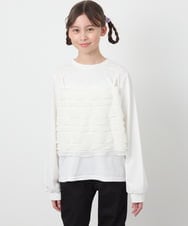 KJKEA31034 a.v.v KIDS(アー・ヴェ・ヴェ) [120-130]フリルキャミドッキングトップス アイボリー