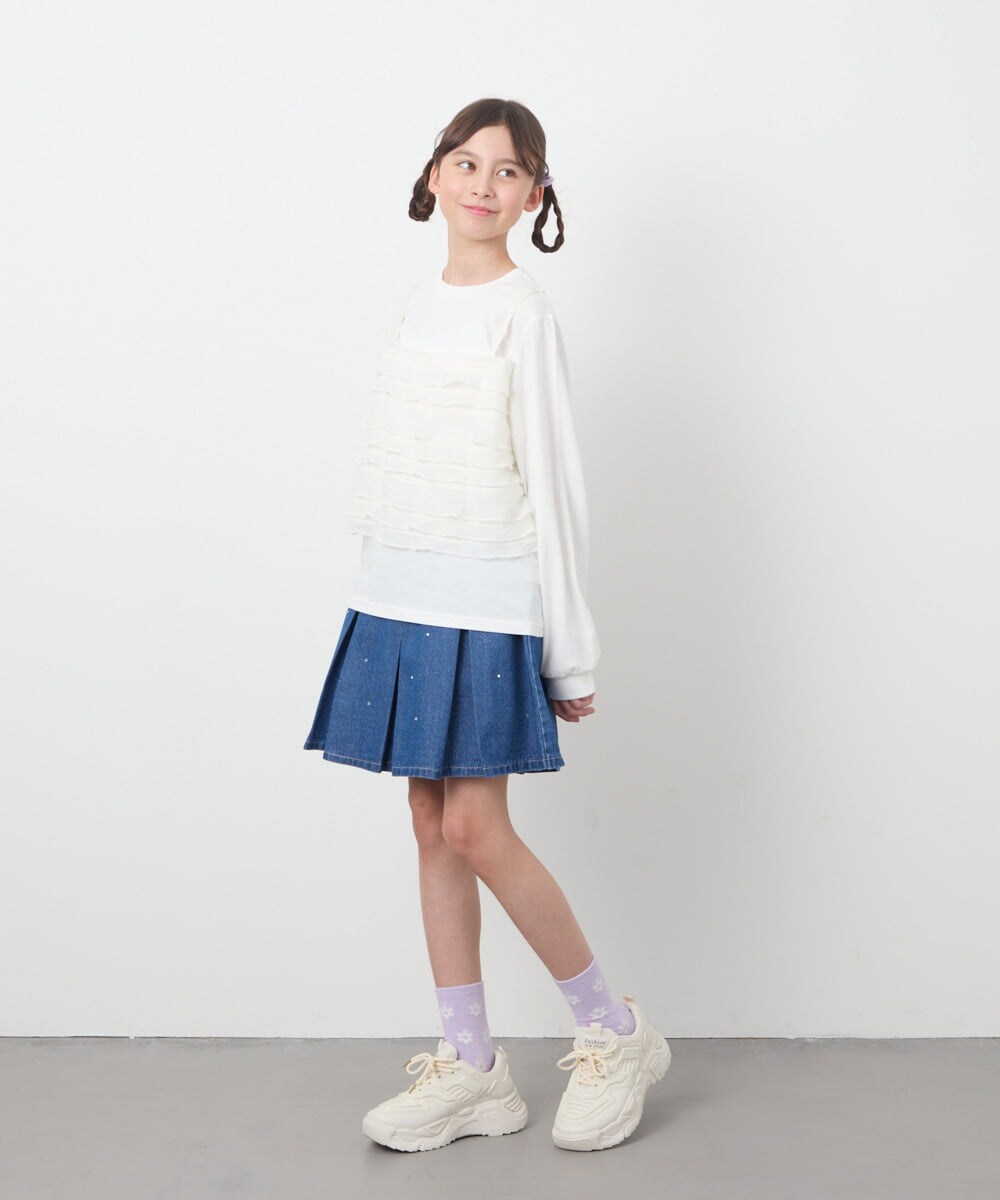 KJKEC31044 a.v.v KIDS(アー・ヴェ・ヴェ) [160]フリルキャミドッキングトップス アイボリー
