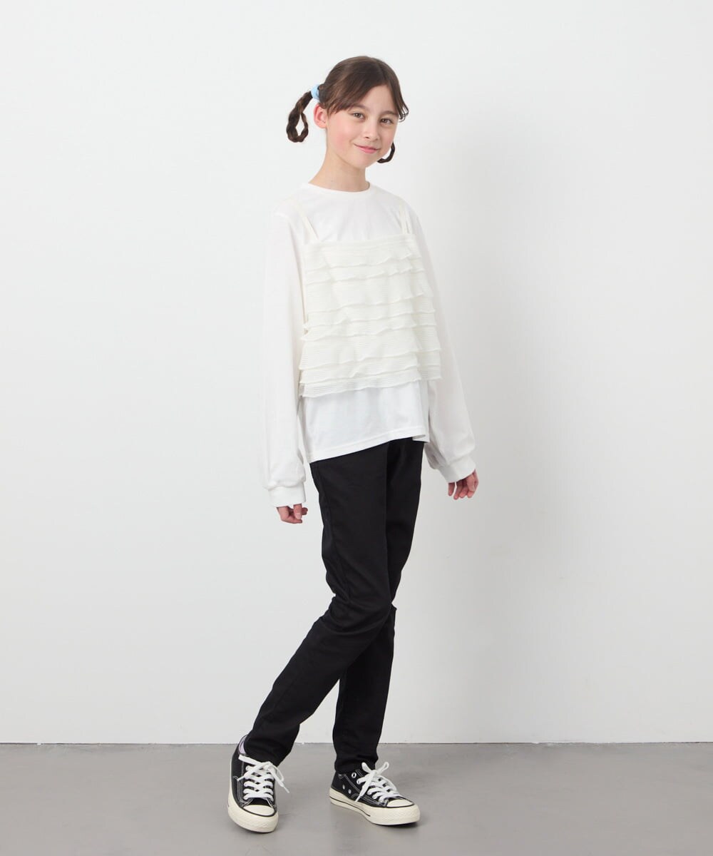 KJKEC31044 a.v.v KIDS(アー・ヴェ・ヴェ) [160]フリルキャミドッキングトップス アイボリー