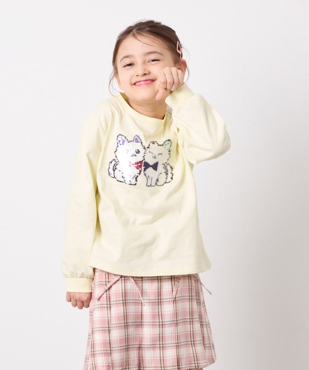 KJKED30021 a.v.v KIDS(アー・ヴェ・ヴェ) [110-150]モチーフアソートロンT ライトイエロー