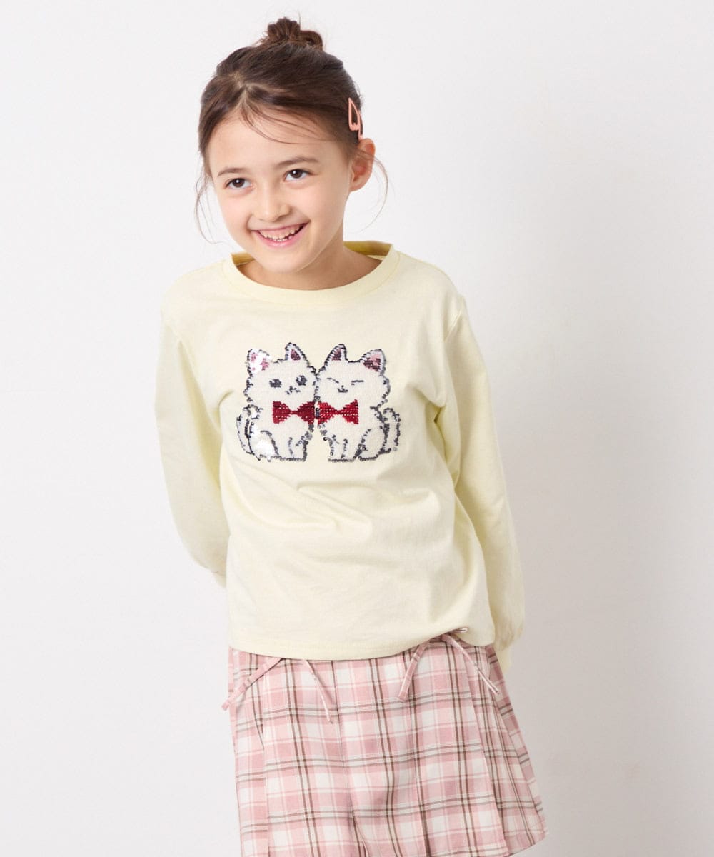 KJKED30021 a.v.v KIDS(アー・ヴェ・ヴェ) [110-150]モチーフアソートロンT ライトイエロー