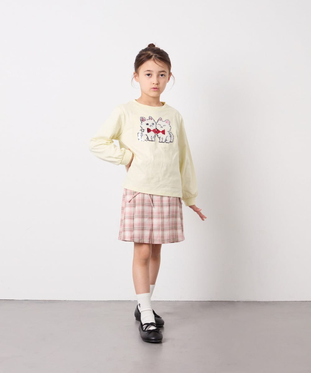 KJKED30021 a.v.v KIDS(アー・ヴェ・ヴェ) [110-150]モチーフアソートロンT ライトイエロー