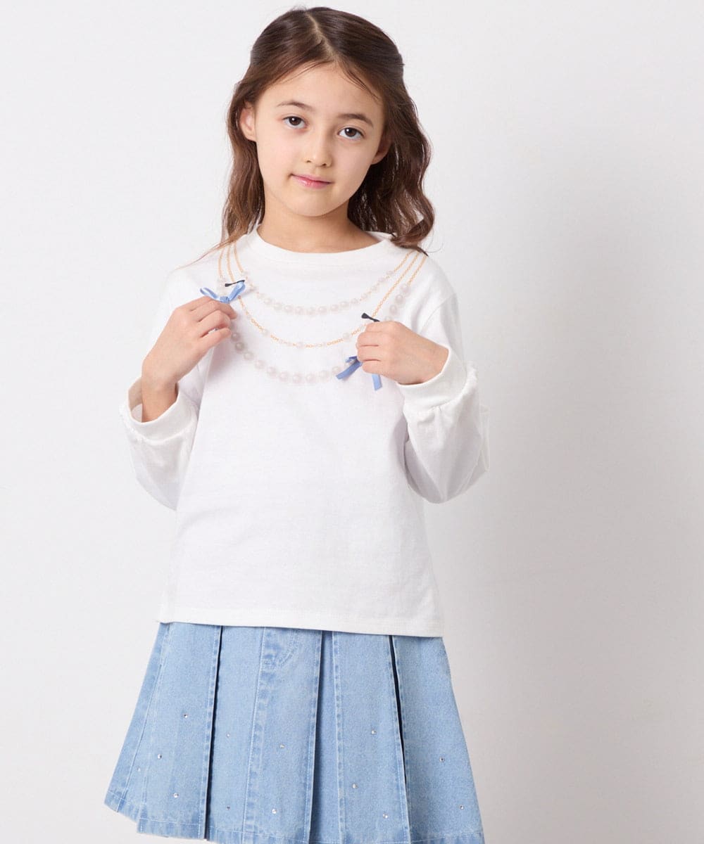 KJKED30021 a.v.v KIDS(アー・ヴェ・ヴェ) [110-150]モチーフアソートロンT ホワイト