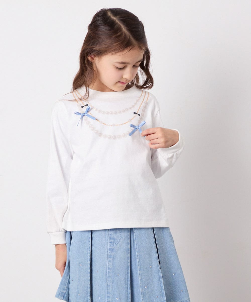 KJKED30021 a.v.v KIDS(アー・ヴェ・ヴェ) [110-150]モチーフアソートロンT ホワイト