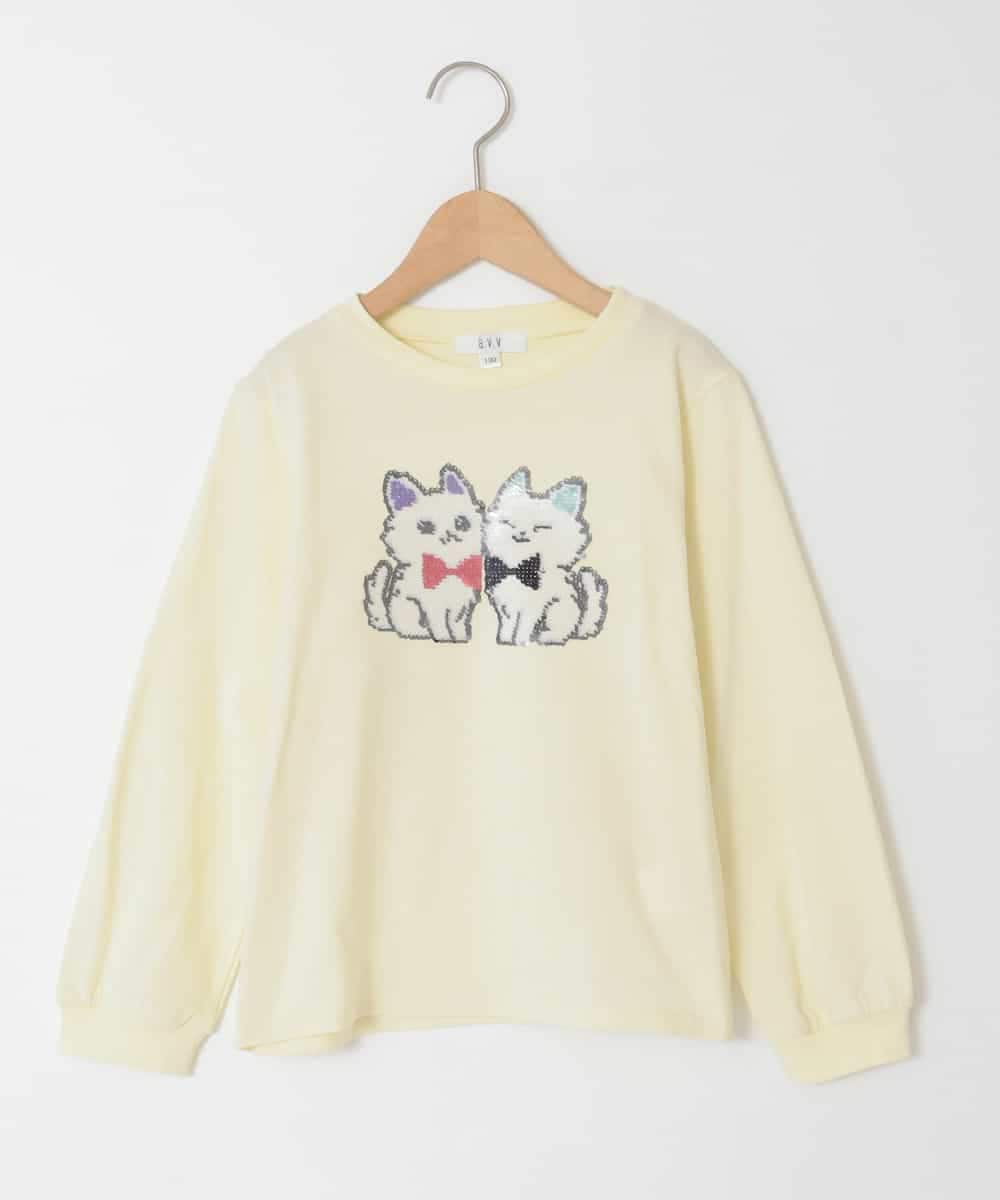 KJKED30021 a.v.v KIDS(アー・ヴェ・ヴェ) [110-150]モチーフアソートロンT ライトイエロー