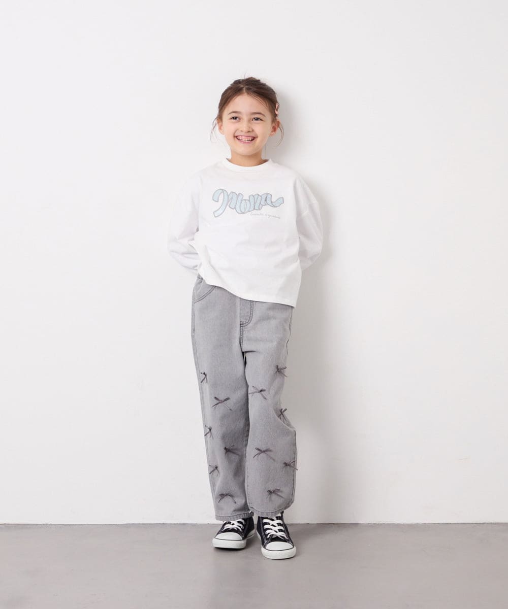 KJKED31026 a.v.v KIDS(アー・ヴェ・ヴェ) [120-160]ロゴアソートロンT ホワイト