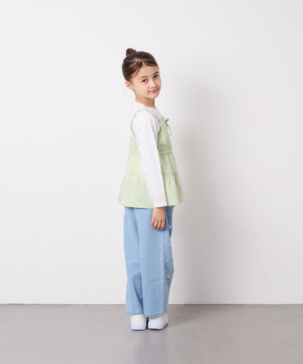KJKED32039 a.v.v KIDS(アー・ヴェ・ヴェ) [120-160]3WAYレイヤードチュールトップス グリーン