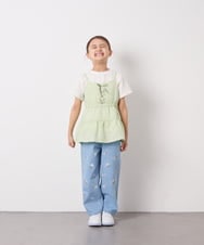 KJKED32039 a.v.v KIDS(アー・ヴェ・ヴェ) [120-160]3WAYレイヤードチュールトップス グリーン