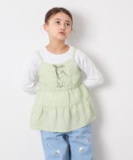 KJKED32039 a.v.v KIDS(アー・ヴェ・ヴェ) [120-160]3WAYレイヤードチュールトップス グリーン