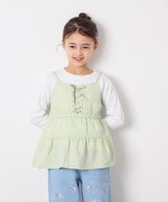 KJKED32039 a.v.v KIDS(アー・ヴェ・ヴェ) [120-160]3WAYレイヤードチュールトップス グリーン