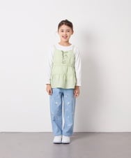 KJKED32039 a.v.v KIDS(アー・ヴェ・ヴェ) [120-160]3WAYレイヤードチュールトップス グリーン