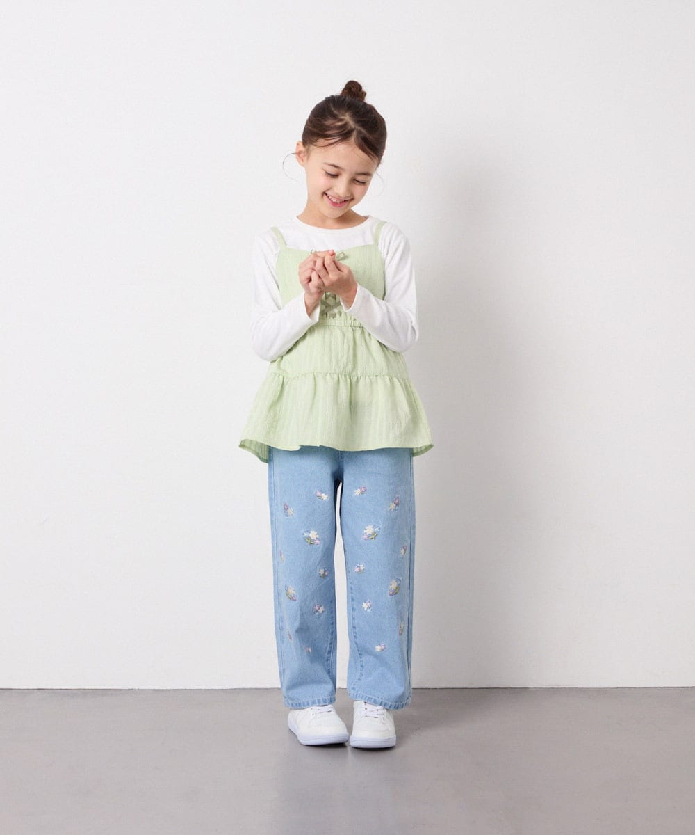 KJKED32039 a.v.v KIDS(アー・ヴェ・ヴェ) [120-160]3WAYレイヤードチュールトップス グリーン