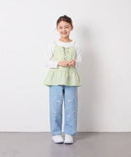 KJKED32039 a.v.v KIDS(アー・ヴェ・ヴェ) [120-160]3WAYレイヤードチュールトップス グリーン