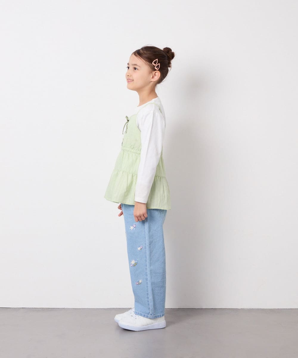 KJKED32039 a.v.v KIDS(アー・ヴェ・ヴェ) [120-160]3WAYレイヤードチュールトップス グリーン