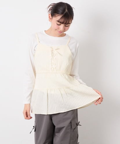 KJKED32039 a.v.v KIDS [120-160]3WAYレイヤードチュールトップス