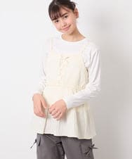 KJKED32039 a.v.v KIDS(アー・ヴェ・ヴェ) [120-160]3WAYレイヤードチュールトップス アイボリー