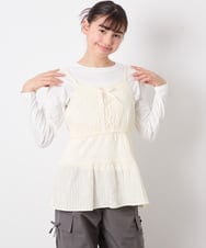 KJKED32039 a.v.v KIDS(アー・ヴェ・ヴェ) [120-160]3WAYレイヤードチュールトップス アイボリー