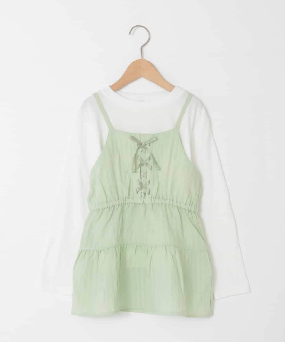 KJKED32039 a.v.v KIDS(アー・ヴェ・ヴェ) [120-160]3WAYレイヤードキャミソールトップス グリーン
