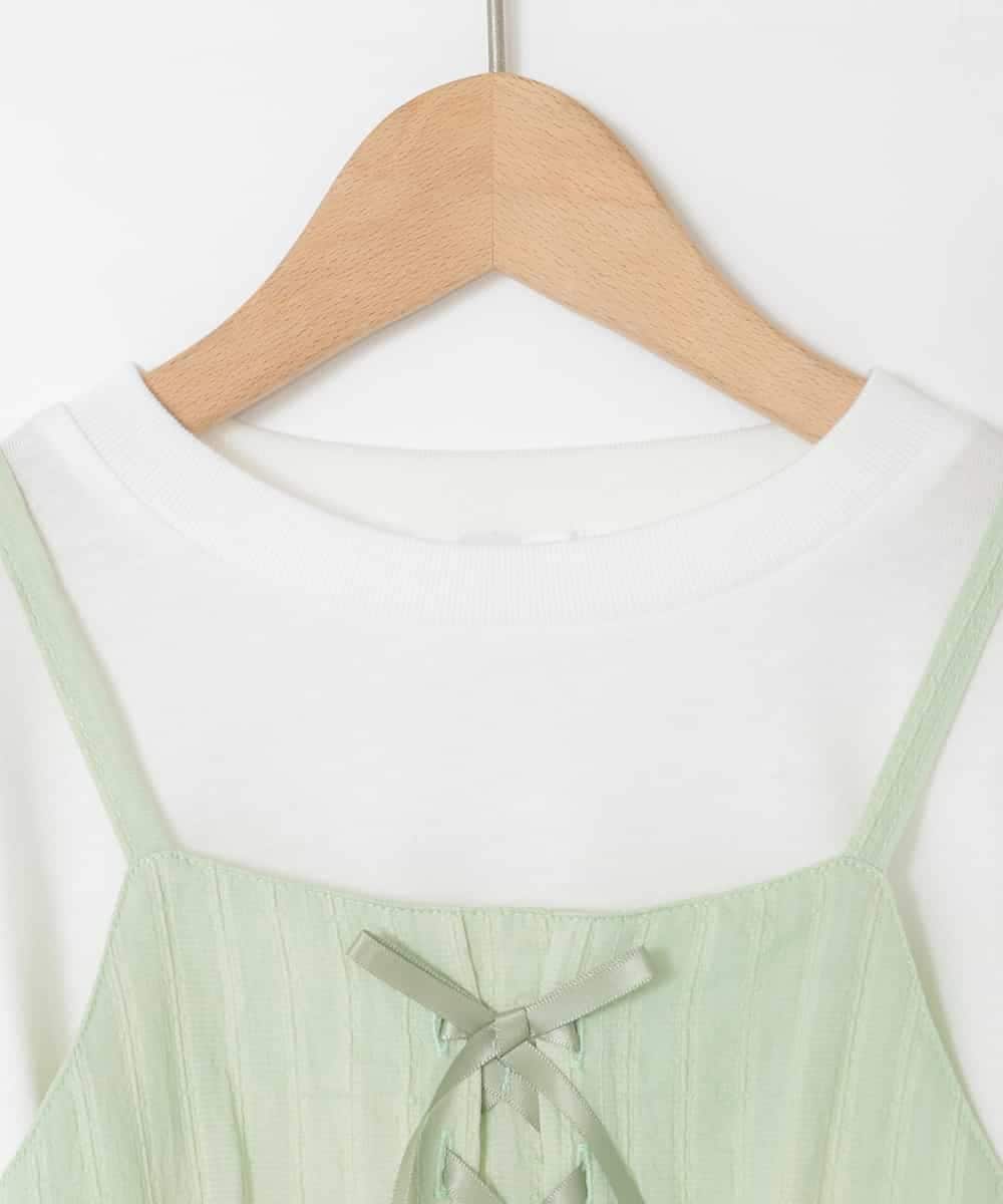 KJKED32039 a.v.v KIDS(アー・ヴェ・ヴェ) [120-160]3WAYレイヤードキャミソールトップス グリーン