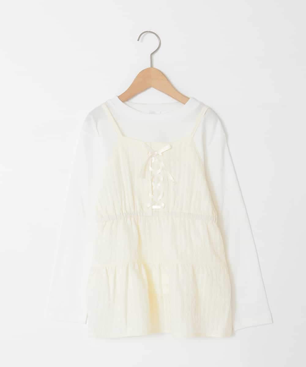 KJKED32039 a.v.v KIDS(アー・ヴェ・ヴェ) [120-160]3WAYレイヤードキャミソールトップス アイボリー