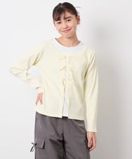 KJKED33044 a.v.v KIDS(アー・ヴェ・ヴェ) [140-160]レイヤード風テレコカットソー ライトイエロー