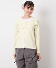 KJKED33044 a.v.v KIDS(アー・ヴェ・ヴェ) [140-160]レイヤード風テレコカットソー ライトイエロー