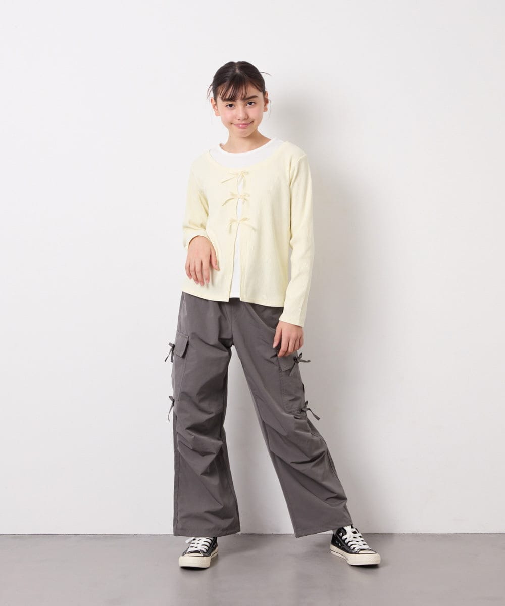 KJKED33044 a.v.v KIDS(アー・ヴェ・ヴェ) [140-160]レイヤード風テレコカットソー ライトイエロー