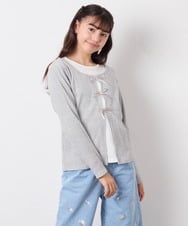 KJKED33044 a.v.v KIDS(アー・ヴェ・ヴェ) [140-160]レイヤード風テレコカットソー ライトグレー