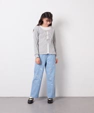 KJKED33044 a.v.v KIDS(アー・ヴェ・ヴェ) [140-160]レイヤード風テレコカットソー ライトグレー