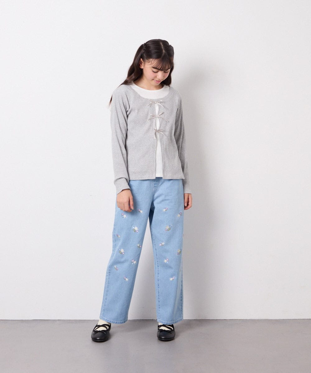 KJKED33044 a.v.v KIDS(アー・ヴェ・ヴェ) [140-160]レイヤード風テレコカットソー ライトグレー