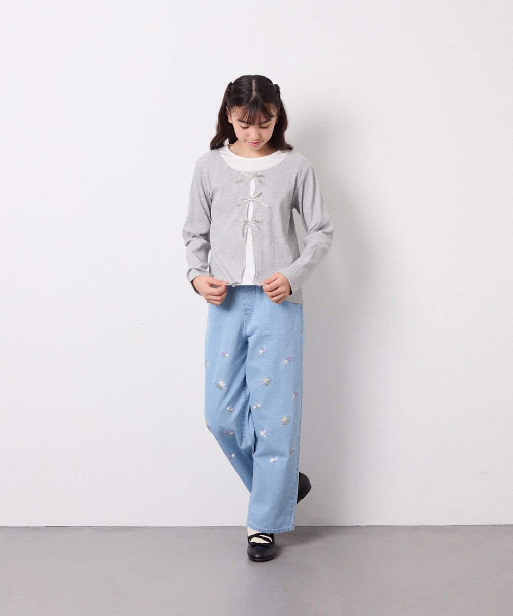 KJKED33044 a.v.v KIDS(アー・ヴェ・ヴェ) [140-160]レイヤード風テレコカットソー ライトグレー