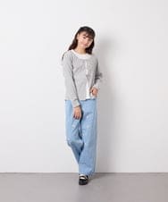 KJKED33044 a.v.v KIDS(アー・ヴェ・ヴェ) [140-160]レイヤード風テレコカットソー ライトグレー