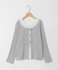 KJKED33044 a.v.v KIDS(アー・ヴェ・ヴェ) [140-160]レイヤード風テレコカットソー ライトグレー