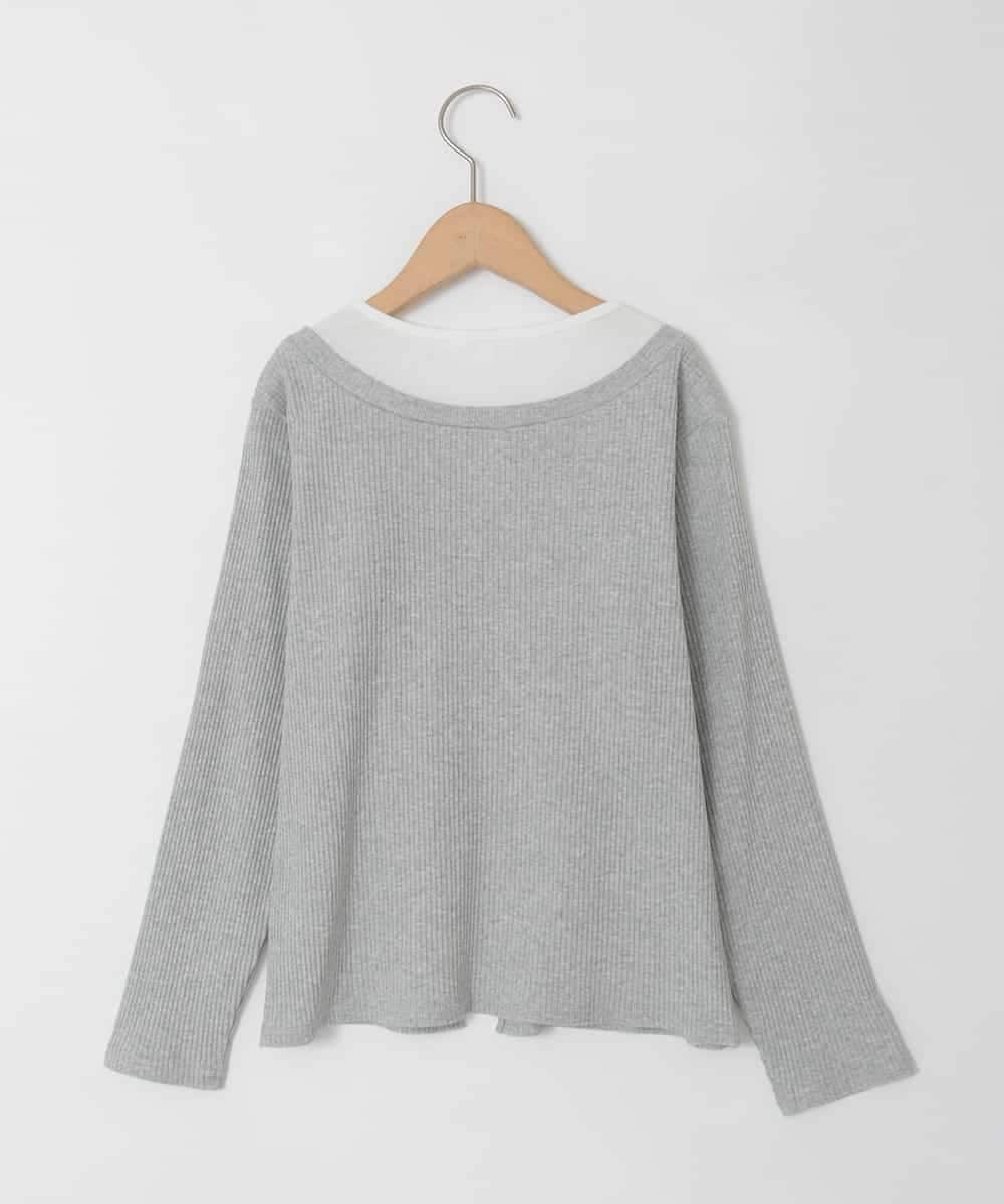 KJKED33044 a.v.v KIDS(アー・ヴェ・ヴェ) [140-160]レイヤード風テレコカットソー ライトグレー