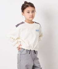 KJKED34029 a.v.v KIDS(アー・ヴェ・ヴェ) [130-160]配色ラインロゴカットソー ホワイト