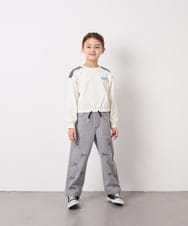 KJKED34029 a.v.v KIDS(アー・ヴェ・ヴェ) [130-160]配色ラインロゴカットソー ホワイト