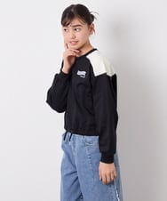 KJKED34029 a.v.v KIDS(アー・ヴェ・ヴェ) [130-160]配色ラインロゴカットソー ブラック