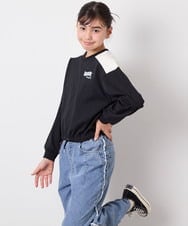 KJKED34029 a.v.v KIDS(アー・ヴェ・ヴェ) [130-160]配色ラインロゴカットソー ブラック