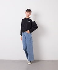 KJKED34029 a.v.v KIDS(アー・ヴェ・ヴェ) [130-160]配色ラインロゴカットソー ブラック