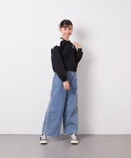 KJKED34029 a.v.v KIDS(アー・ヴェ・ヴェ) [130-160]配色ラインロゴカットソー ブラック