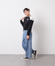 KJKED34029 a.v.v KIDS(アー・ヴェ・ヴェ) [130-160]配色ラインロゴカットソー ブラック