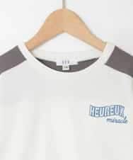 KJKED34029 a.v.v KIDS(アー・ヴェ・ヴェ) [130-160]配色ラインロゴカットソー ホワイト