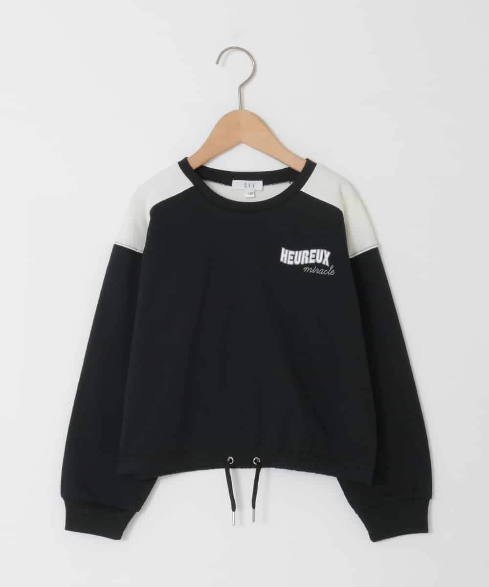 KJKED34029 a.v.v KIDS(アー・ヴェ・ヴェ) [130-160]配色ラインロゴカットソー ブラック