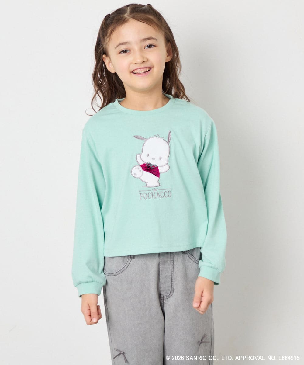 KJKED80034 a.v.v KIDS(アー・ヴェ・ヴェ) 【数量限定】[110-140][シナモロール＆ポチャッコ]スパンコールTシャツ ライトブルー