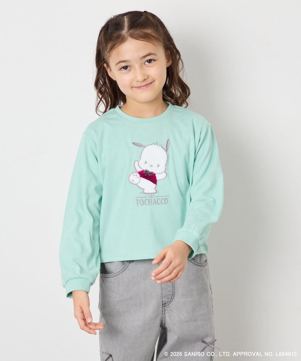 KJKED80034 a.v.v KIDS(アー・ヴェ・ヴェ) 【数量限定】[110-140][シナモロール＆ポチャッコ]スパンコールTシャツ ライトブルー