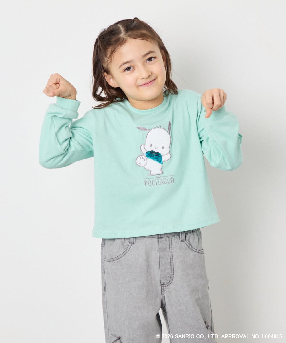 KJKED80034 a.v.v KIDS(アー・ヴェ・ヴェ) 【数量限定】[110-140][シナモロール＆ポチャッコ]スパンコールTシャツ ライトブルー