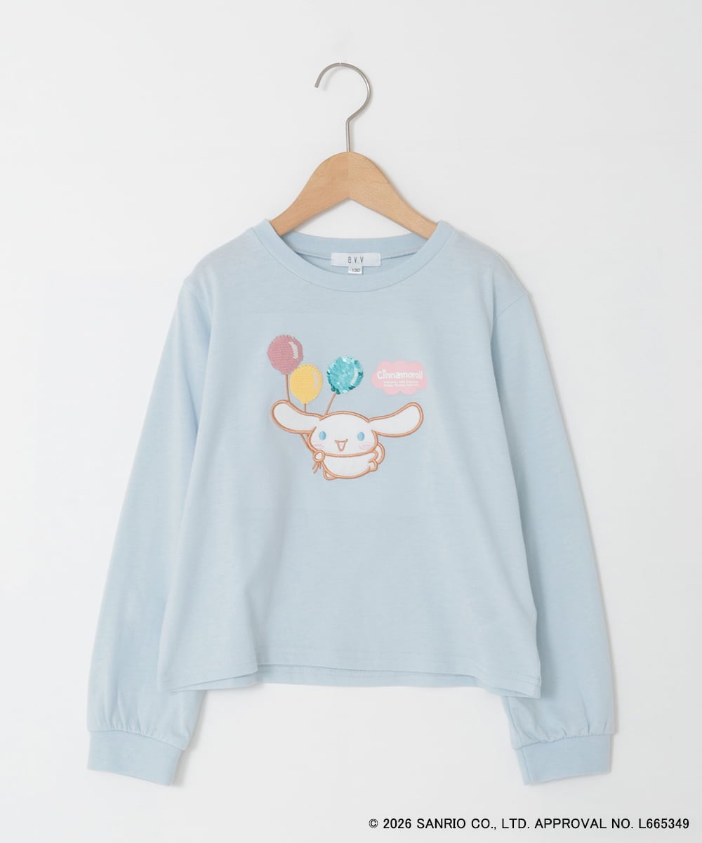 KJKED80034 a.v.v KIDS(アー・ヴェ・ヴェ) 【数量限定】[110-140][シナモロール＆ポチャッコ]スパンコールTシャツ ライトブルー